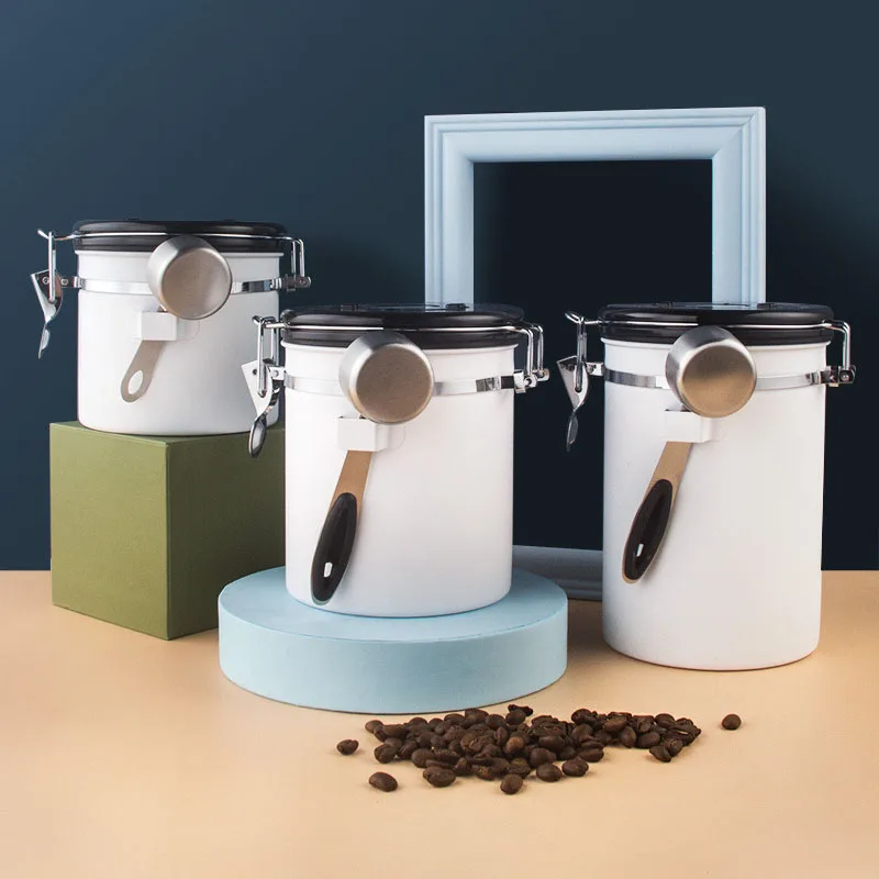 

Storage Container Jar Box Air Tight Sealed with Spoon Coffee Beans Food Nuts Sugar Fruit Stash Can Candle Jars with Lid