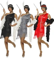 hot ecoparty black red silver flapper costume 459 g58 1920s roaring 20s charleston dress with feather boa headband size s 3xl