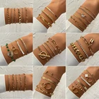 Комплект браслетов IPARAM в богемном стиле Женский, массивные ювелирные украшения из цепочек с геометрическим узором, в стиле ретро, панк, массивная цепочка, 2021