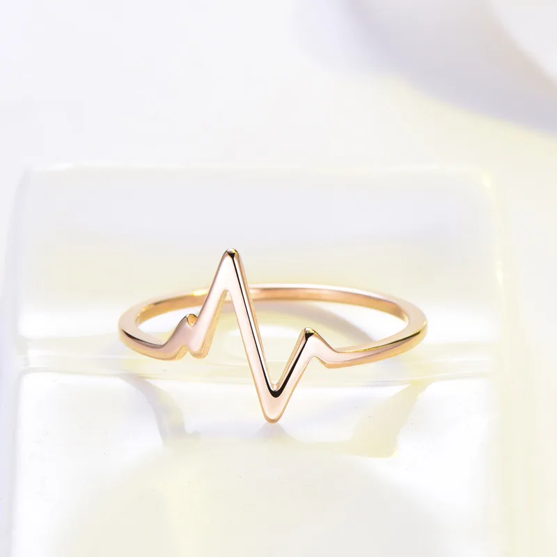 

Heartbeat Shape Ring Unique Lightning Shape Ring Stainless Steel Fashion Simple Geometry Finger Rings Originality Jewelry