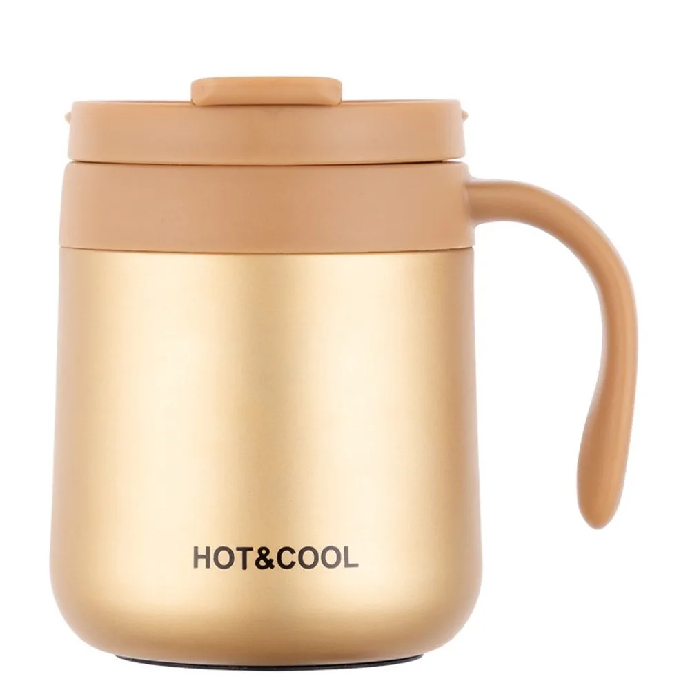 

New Style Insulated Stainless Steel Bottle 304 Office Cup with Handle Portable Coffee Cup Business Gift Cup Customization