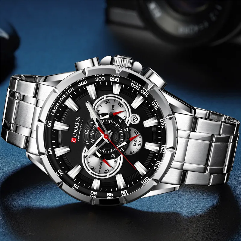 Часы наручные CURREN Мужские с хронографом водонепроницаемые брендовые Роскошные