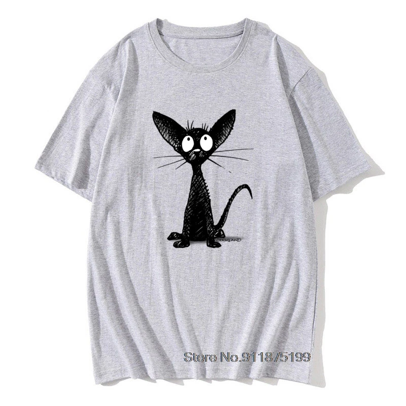 

Мужские осенние футболки Hallowmas с маленьким черным котом, Забавные футболки из чистого хлопка, топы с комиксами, футболки, желтые Забавные фу...