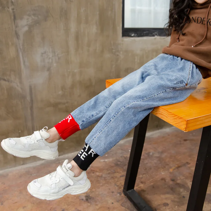 2020 autumn winter Kids Jeans Girls Fashion Children Casual Denim Pants for girls Pencil Trousers | Мать и ребенок