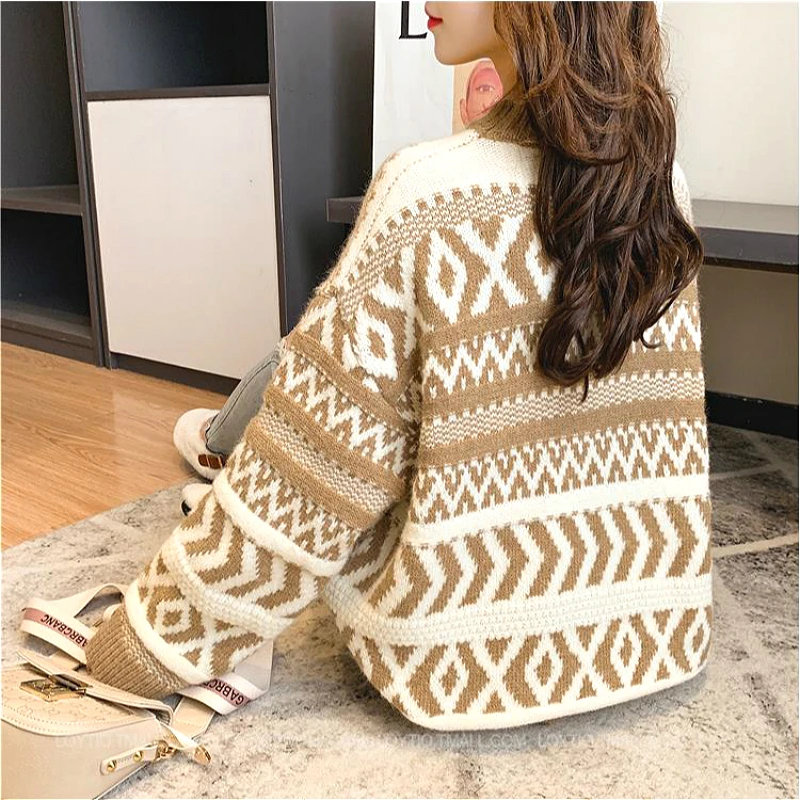 

Lazy Style Women Sweater Pullover Harajuku Loose Students Oversize Swater 2020 New Japanese Wild Round Neck Knitted Sweater