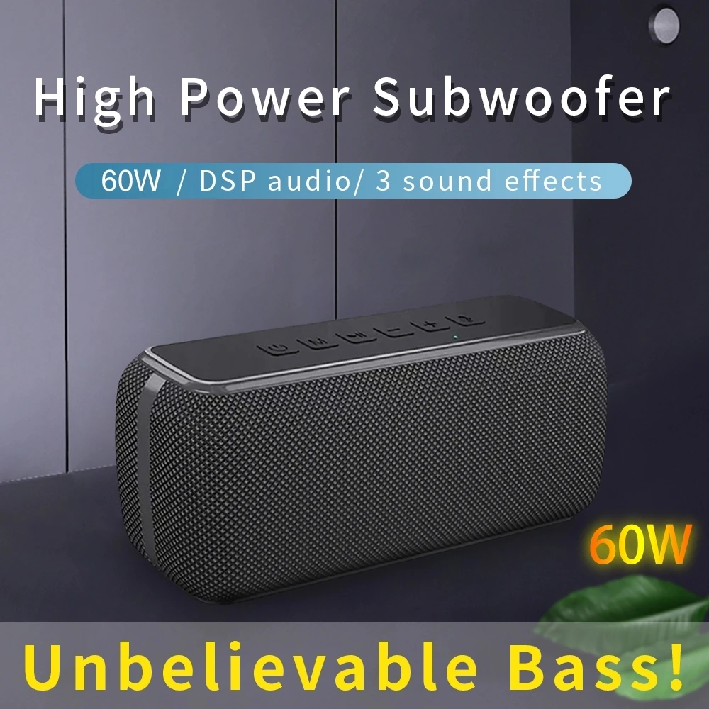 

60w Portable Bluetooth Speaker Caixa De Som Portatil Waterproof Outdoor Bass Subwoofer Loudspeaker Parlantes Alta Potencia TWS