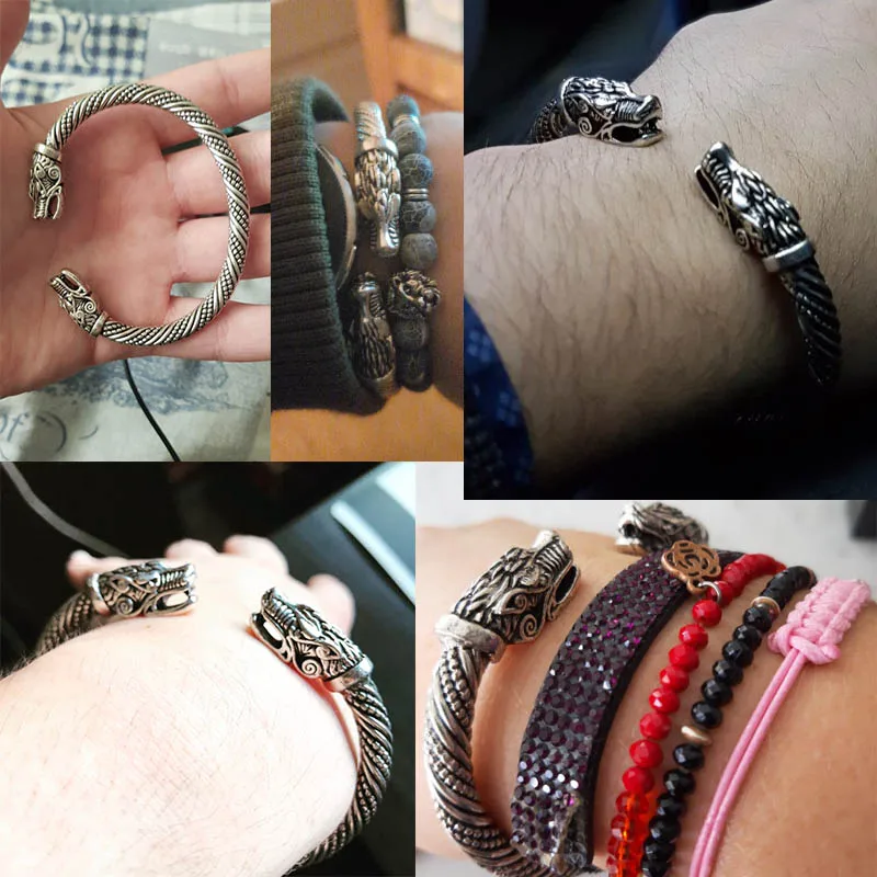 

Vintage Silver Color Teen Wolf Bangles Indian Jewelry Bracelet Men Wristband Cuff Bracelets For Women Fashion Accessories