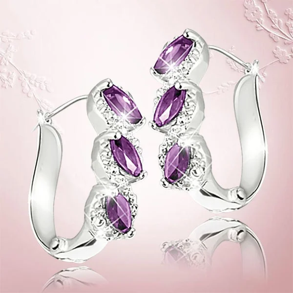 

Round Cut White Amethyst Spiral Earrings Ladies Luxury Earrings New Jewelry Purple Crystal Earrings Anniversary Gift jewelry
