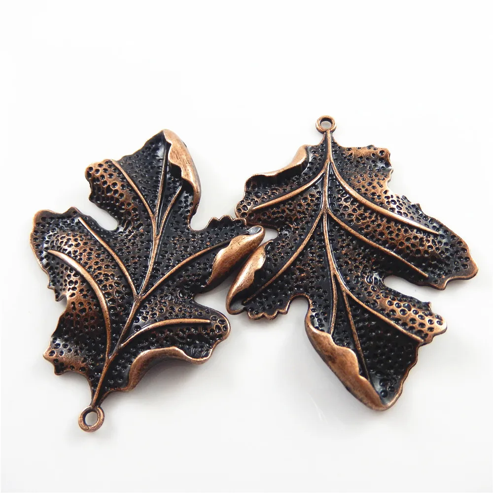 

Julie Wang 2 PCS Red Bronzed Alloy Maple Leaf Charms Big Leaves Pendant Bracelet Dangle Necklace Jewelry Findings Making 67*51mm