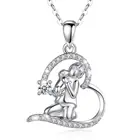 Ювелирное ожерелье Eudora из стерлингового серебра 925 пробы с большим хрустальным полым сердцем для девушки и кулон в виде собаки, подарок на день рождения, D561
