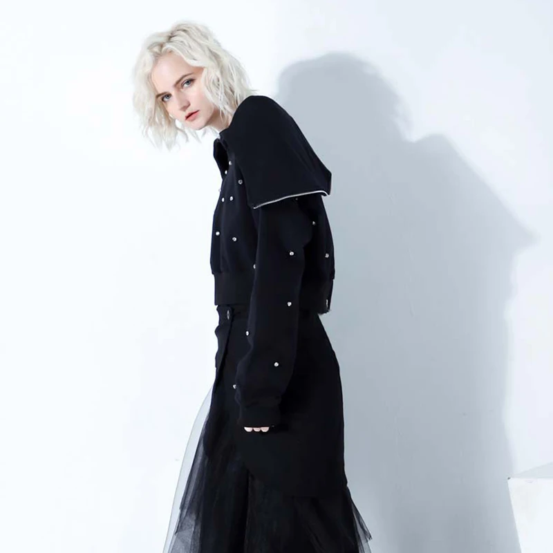 Женская толстовка в стиле пэчворк с воротником лацканами и длинным рукавом