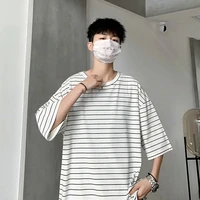 harajuku vintage brief striped cotton new t shirt unisex hong kong style all match casual cool clothes hip hop 2021 streetwear