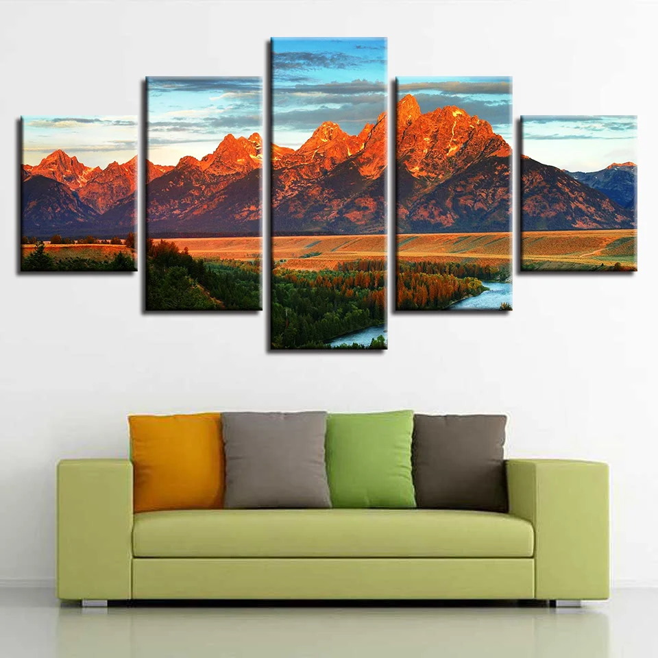 Холст Картина 5 шт. Горный пейзаж фото рамки модульная HD печать современный