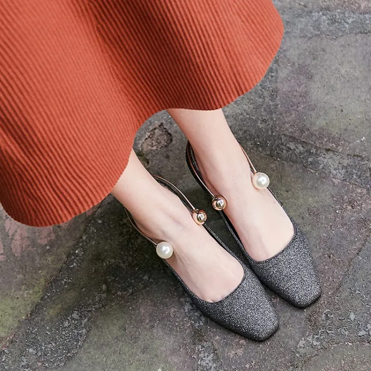 

Big Size Square head Sequin platform shoes ladies high heels women shoes woman pumps