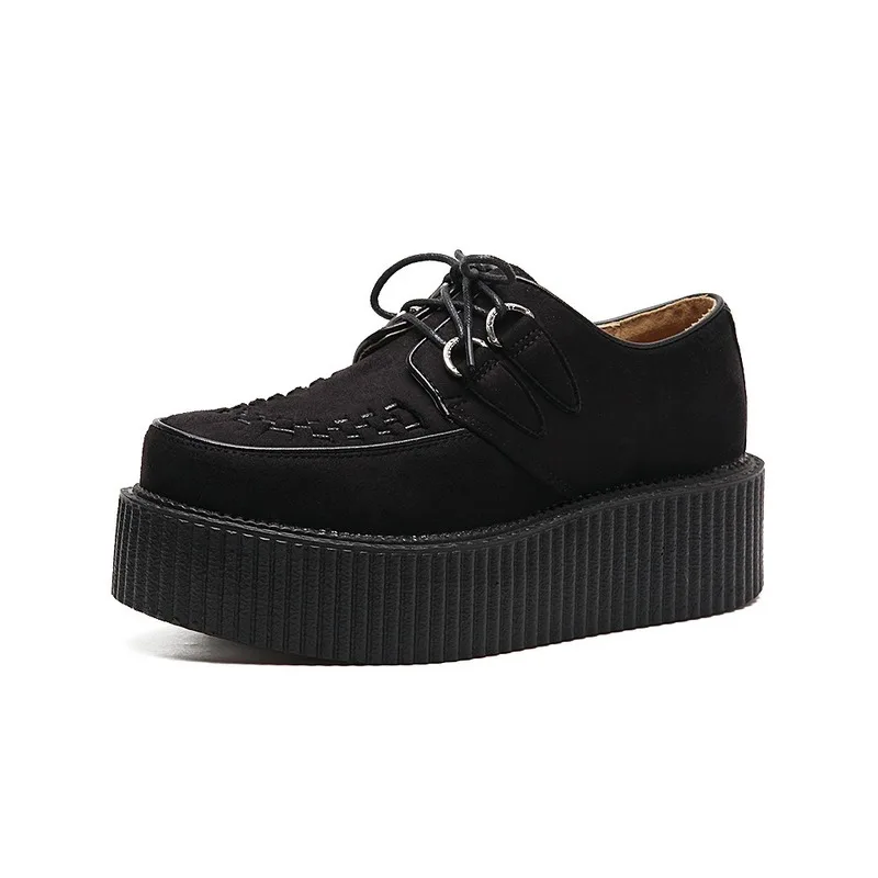 

Spring Autumn New Retro Platform Platform Shoes Women Round Toe Lace Flat Shoes British All-match Casual Shoes Genuine Leather