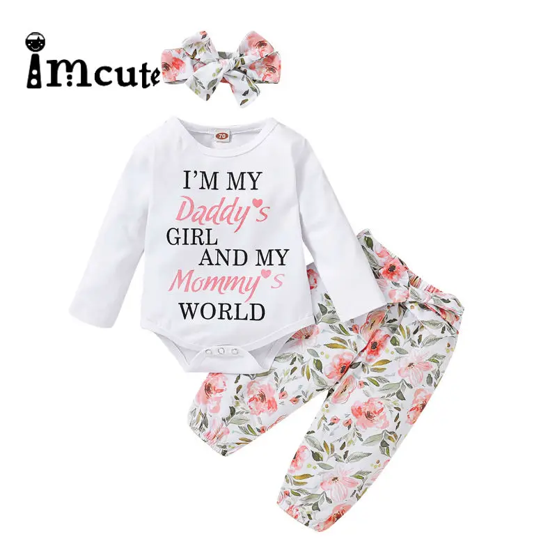 Imcute 2020 Повседневная осенняя одежда для маленьких девочек наряды 3 шт. хлопковые