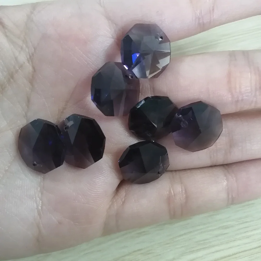 20 шт. (одно отверстие) фиолетовая 14 мм Хрустальная восьмиугольная свободная