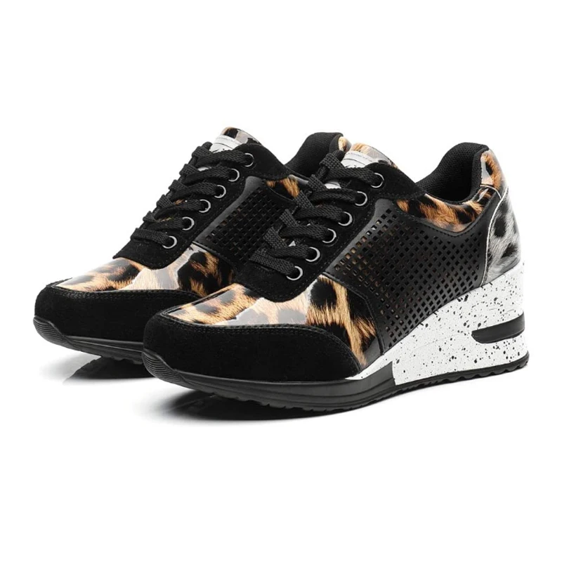 Кроссовки женские с леопардовым принтом 5 см Размеры 35-42 | Спорт и развлечения
