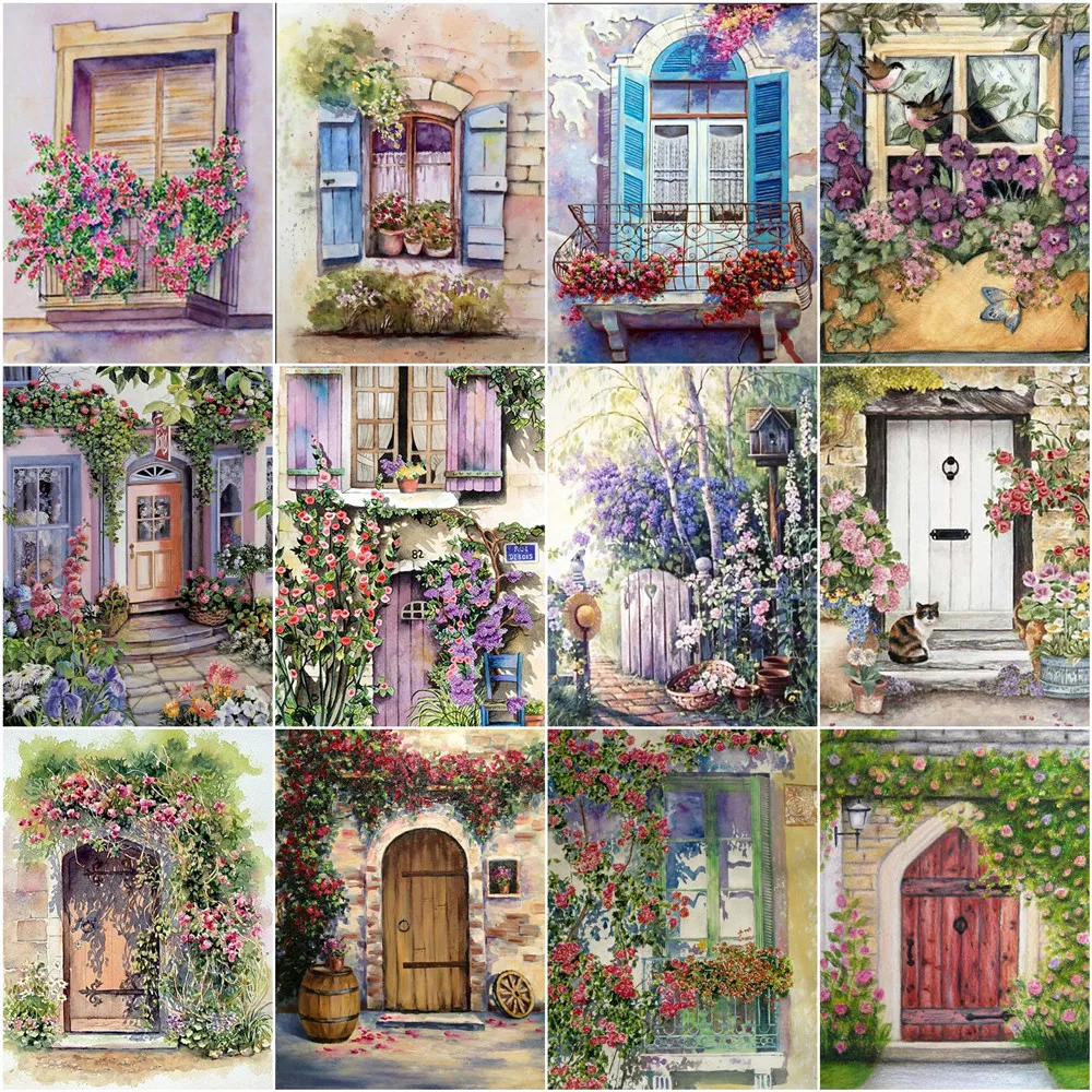 

Алмазная 5D картина AZQSD, Новое поступление, полноразмерная мозаика «сделай сам» в виде двери, дома