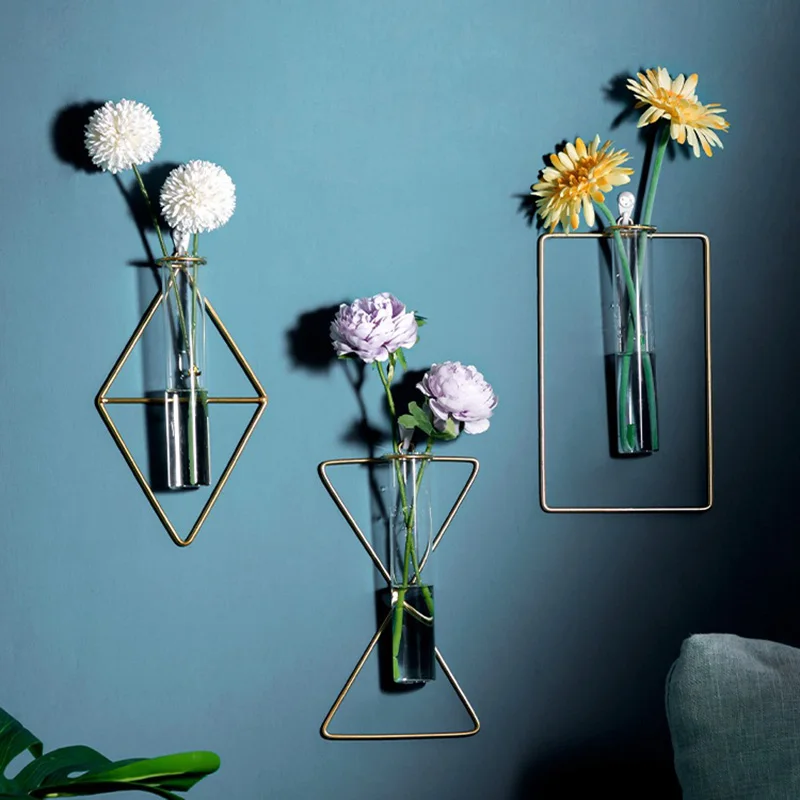 

Home Decor Wall Flower Vases for Home Creative Glass Vase for Wedding Decoration Containers Living Room Decoration Accessories