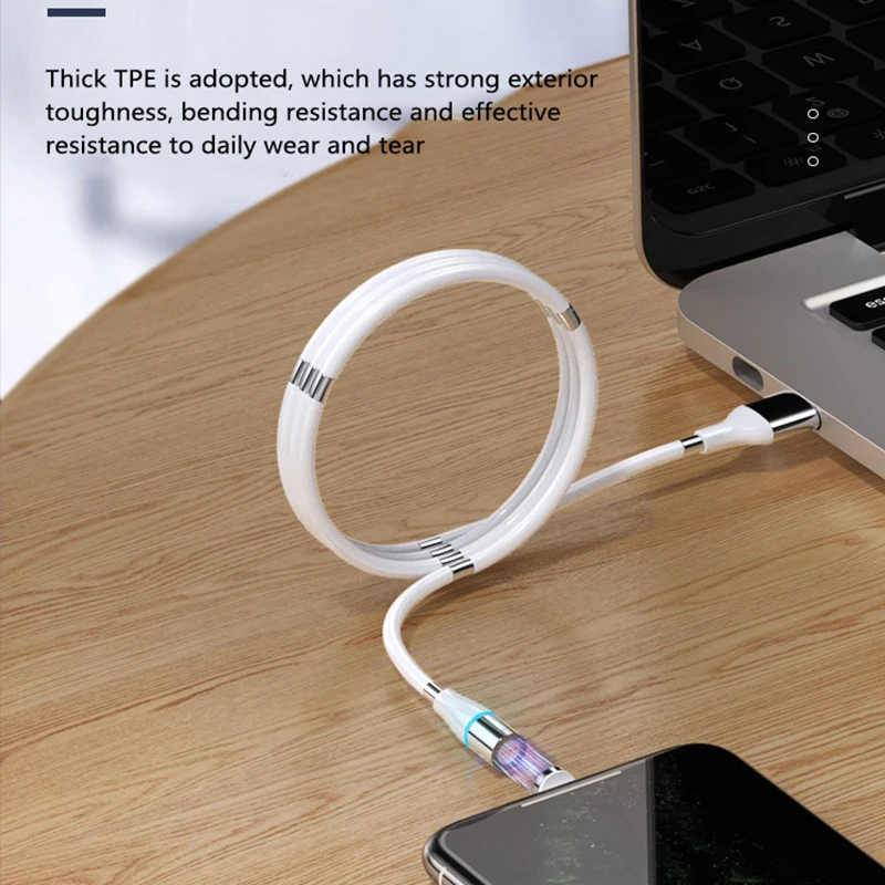 Магнитный самообмоточный USB кабель для iPhone Type C Micro быстрая зарядка шнур передачи