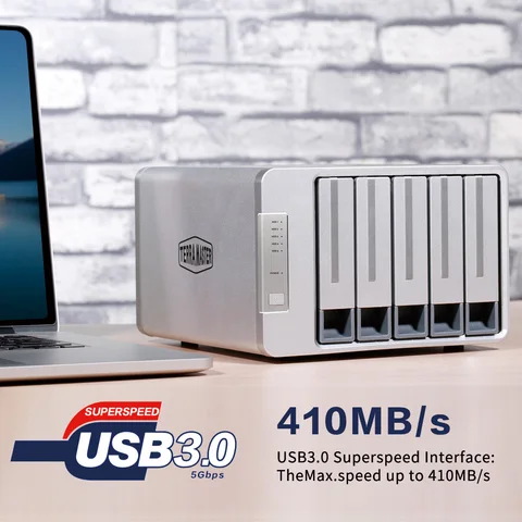 TerraMaster D5-300C USB3.0(5 Гбит/с), корпус RAID типа C 5-Bay, поддержка RAID 0/1/одиночный эксклюзивный режим 2 + 3 RAID (безбездисковый)