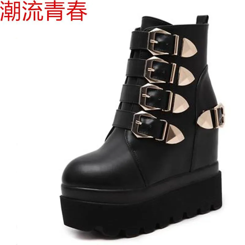 Модные женские готические сапоги ботильоны на шнуровке обувь в стиле панк