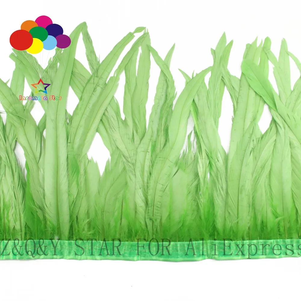Pluma de cola de gallo Natural 20-25CM te&ntilde;ido fruta verde DIY joyer&iacute;a artesan&iacute;a mostrar Ropa Accesorios pluma-3