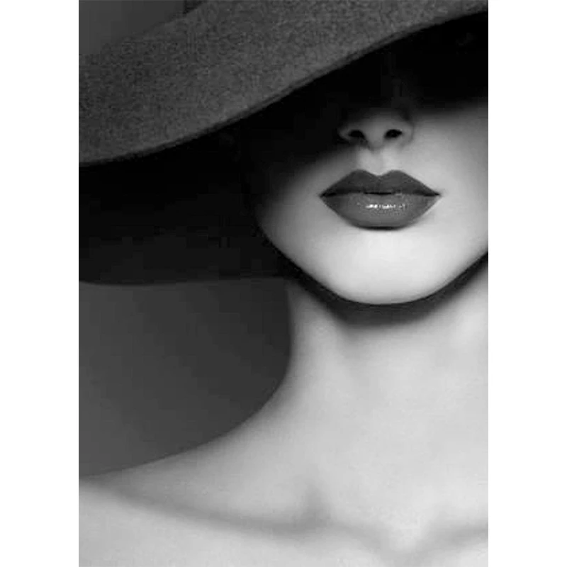 Черный и белый женские губы картина маслом Современные печатные холсты плакатов