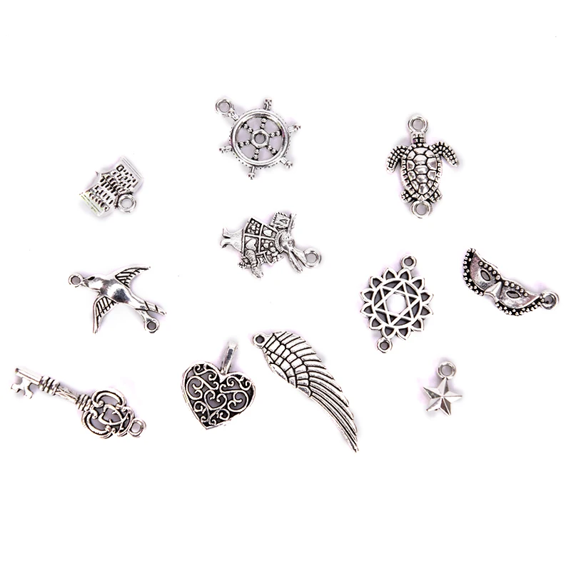 

100PCS Bulk Lots Mixed Antique Silver Mini Charms Pendant Handmade Crafts Tibetan DIY Jewelry Making