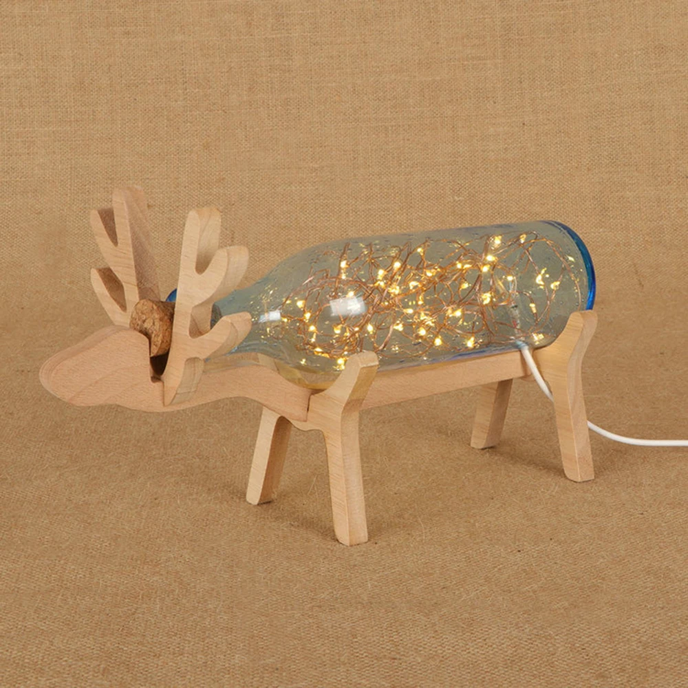 Современная Новинка деревянная и стеклянная настольная лампа арт деко в форме