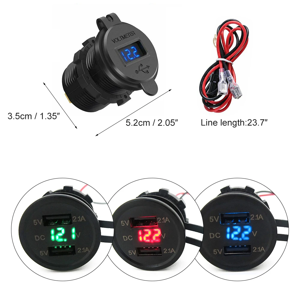 Для мотоциклов и автомобилей Зарядное устройство гнездо 2.1A Универсальный