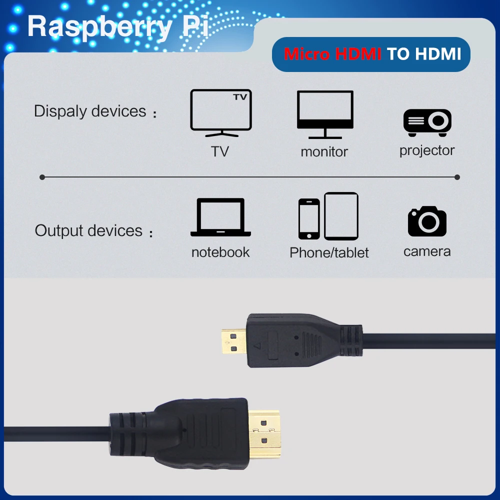 

Кабель-адаптер ITINIT R94 для Raspberry Pi 4 Micro HDMI-HDMI, позолоченный 3D Кабель-адаптер для HDTV, настольного телефона, Raspberry Pi 4, Модель B