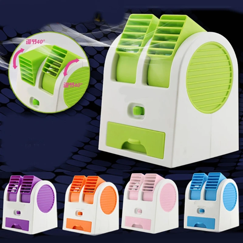 Мини маленький вентилятор охлаждения портативный Настольный двойной