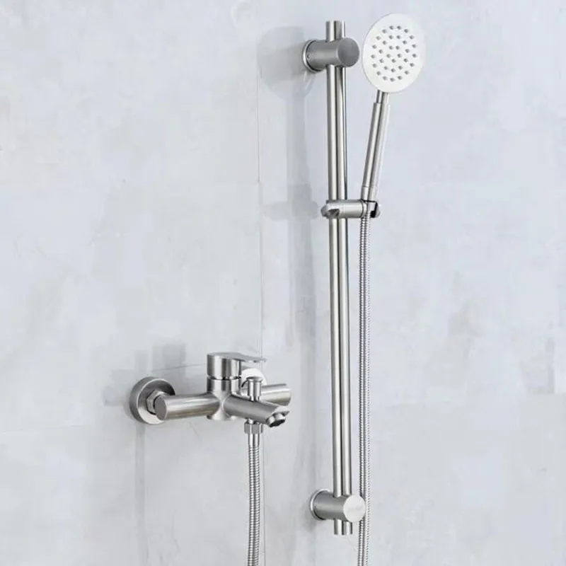 

Bathroom Shower Faucets Stainless Steel Triple Bathtub Faucet Hot and Cold Water Mixer Valve Nozzle Tap Wall Mounted