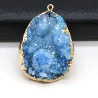 natural stone agate blue crystal bud pendant handmade craft diy charm necklace jewelry accessories gift making for woman 30x45mm