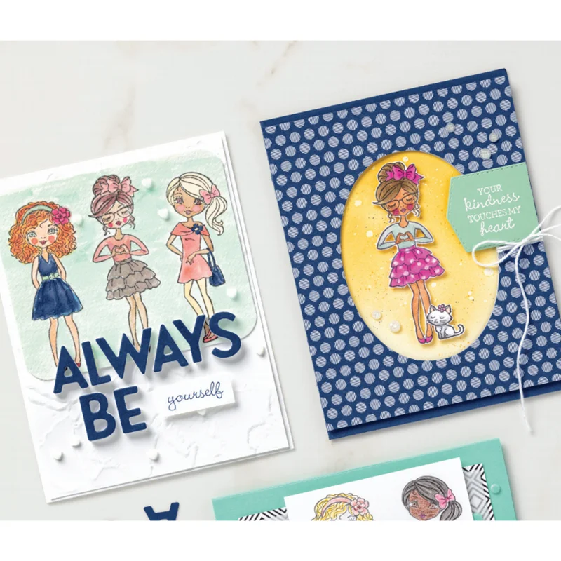 

Girlfriend Dress up Rubber Stamps and Metal Cutting Dies Scrapbooking Craft Stencil Card Make Album Sheet Decor Mould Die Cut