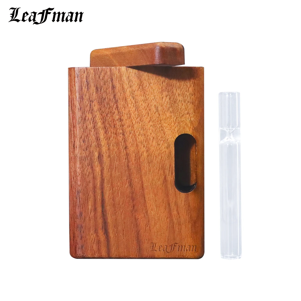 

LEAFMAN Wooden Tobacco Dugout Box With Glass One Hitter Pipe Bat Wooden Tobacco Storage Case Box For Herb Pipes