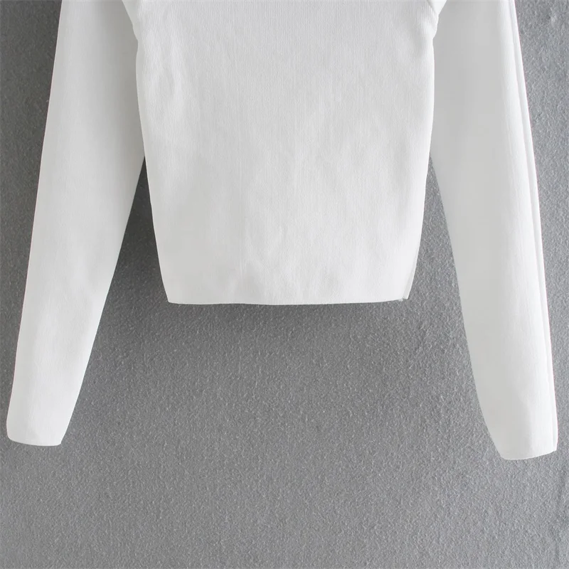 

Baldauren Women 2021 Fashion Loose Cropped Knitted Sweater Vintage Straight Collar Long Sleeve Female Pullovers Streetwear