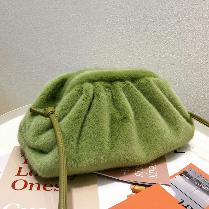 Новая зимняя сумка с пушистым облаком Сумка Хобо из искусственного меха через