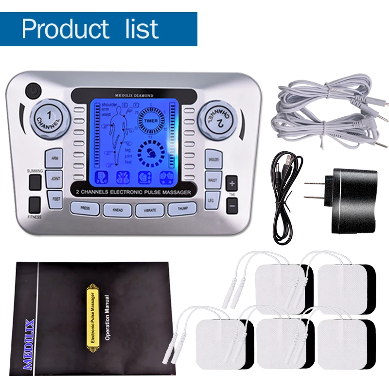 Импульсный массажер с двойным выходом электрический стимулятор мышц машинка для