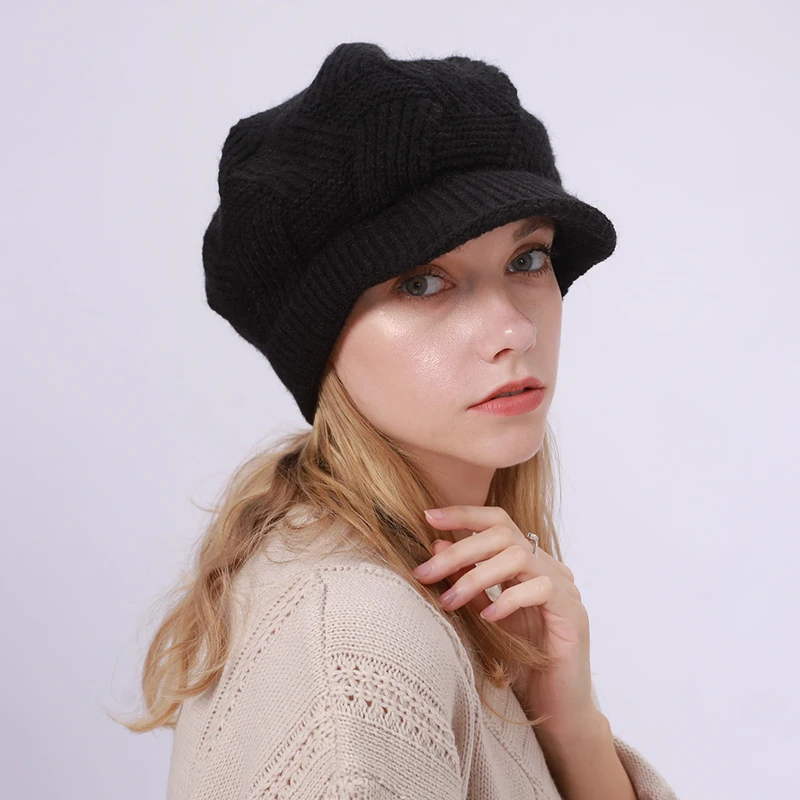

10 Colors Warm Solid Knitted Beret Hat Simple Casual All Match Rabbit Hair Women Autumn Winter Outdoor Shopping Travel Cap
