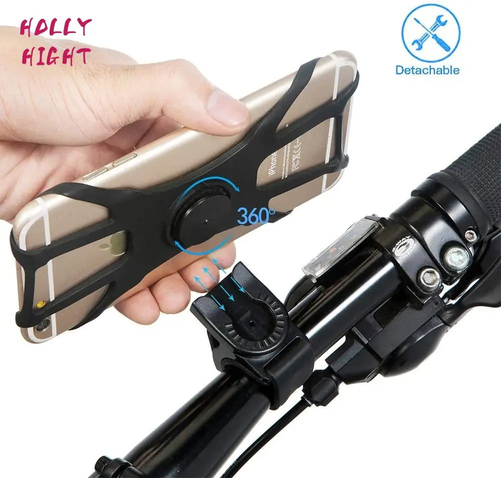 

Silicone Bicycle Phone Holder Motorcycle Mobile Phone Stand Bike GPS Clip Quick Mount for IPhone Samsung HuaWei Xiaomi Realme