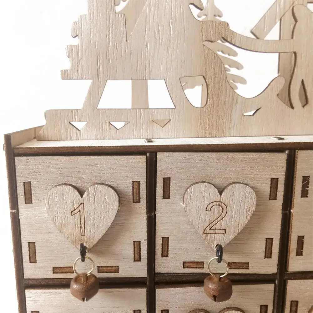 Деревянный Рождественский календарь Декор дома DIY свадебные украшения шкатулка
