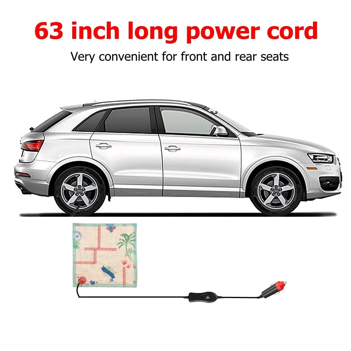 

12/24V Car Electric Heating Cushion Winter Fiber Warm Heated Mat 3 gear single control Random Color Seat Cover