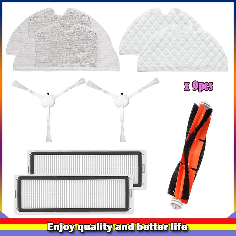 

For Xiaomi 1C 1T/ STYTJ01ZHM F9 Main Brush,Side brush,Hepa Filter,Mop Cloth,Robot Vacuum Cleaner parts Replacement Accessories