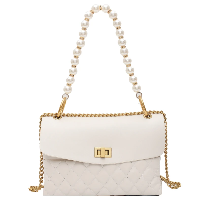 

Fashion 2020 Soft PU Leather Lattice Crossbody Bags For Women Shoulder Messenger Bag Female Luxury Beaded Handbags And Purses