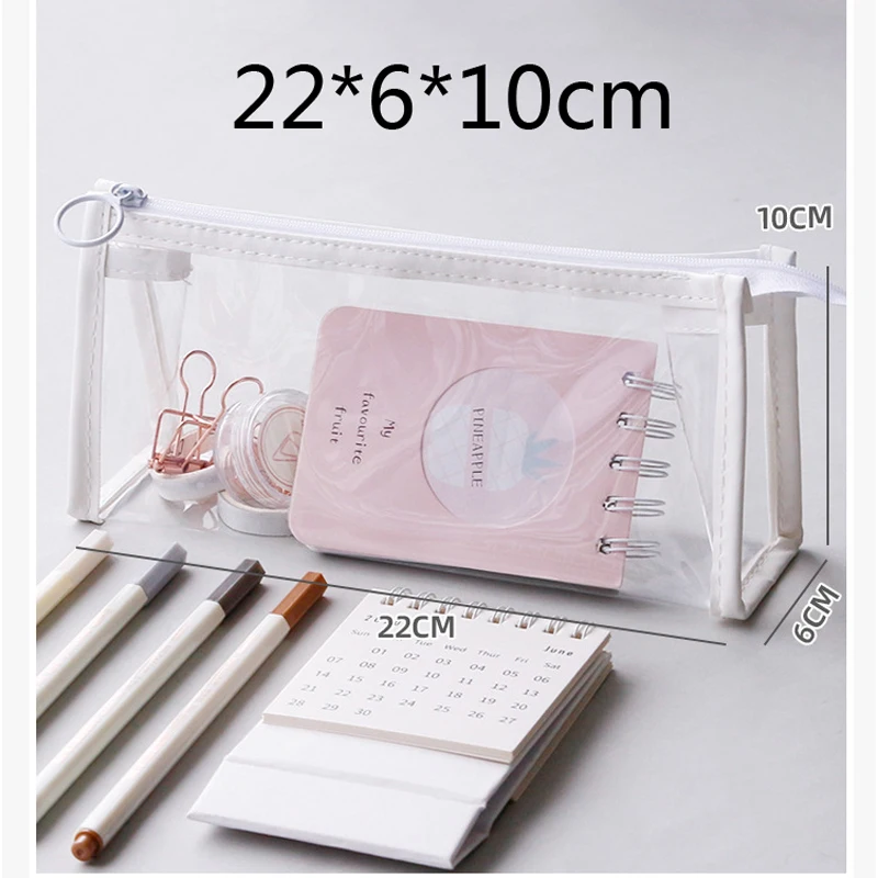 

PVC Big Transparent Pencil Case for School Supplies Cute Kawaii Pencil Bag Pen Pouch Korea Stationery Gift School Pencils Box