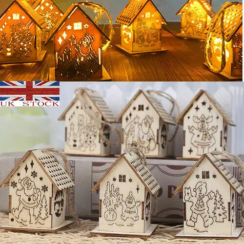 Рождественский деревянный дом светодиодный свет интерьера с рождественской