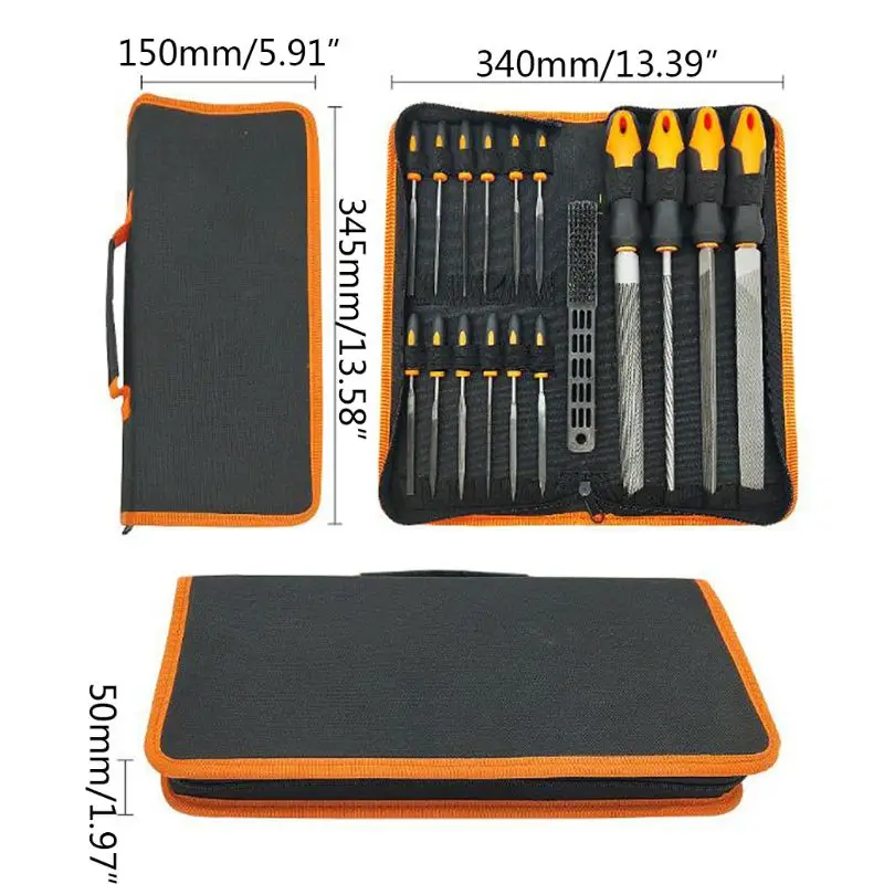 

17Pcs File Tool Set with Carry Case,Premium Grade T12 Drop Forged Alloy Steel, Precision Flat/Triangle/Half-round/Round and